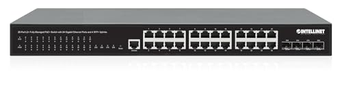 Image of Intellinet 28-Port L2+ Fully Managed PoE+ Switch - with 24 Gigabit Ethernet Ports and 4 SFP+ Uplinks - 370W Power Budget, 30W per Port Max - 3 Yr Mfg Warranty - 561846