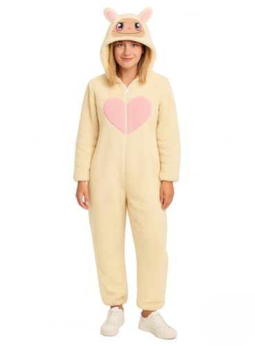 Maskworld Herz Lafufu Kostüm für Erwachsene - beige - Größe: 38 - Lustiger Einteiler - Freizeit Jumpsuit