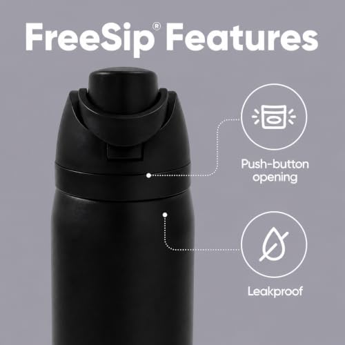Image of HomeCloud 1200ML Stainless Steel Water Bottle - Double-Wall Vacuum Insulated, Leakproof Straw Lid, BPA-Free Reusable Travel Flask with Two-Way Spout for Gym, Office & Outdoor Use (S Black)