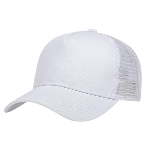 Generisch Para gorras, gorra de béisbol simple, monocolor, ligera, transpirable, sombrero de malla de verano Sombreros divertidos para, Blanco, talla única