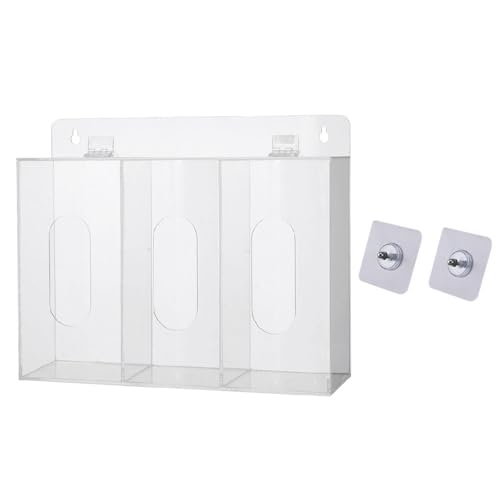 Supertool Caja dispensadora de máscaras, acrílico transparente desechable para máscara facial y dispensador de guantes, caja de almacenamiento con tapa para laboratorio, cocina y restaurante, L