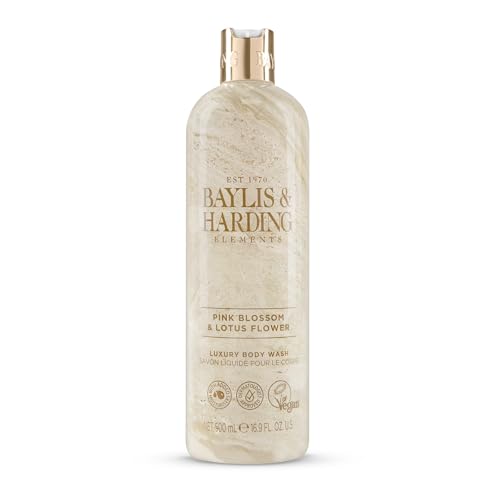 Image of Baylis & Harding Elements Pink Blossom & Lotus Flower Luxury Body Wash, 500 ml (Pack of 1) - Vegan Friendly