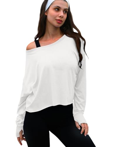 Image of UNIANKIYA Open Back Workout Tops for Women Long Sleeve Cropped Athletic Clothes Gym Running Yoga Low Impact Sports T Shirts