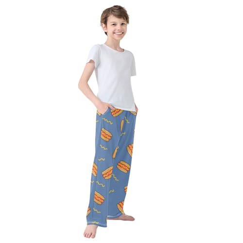 Cheese Hot Dog Boys Pants Boys Athletic Pants Long Pant for Boywith Pockets Wide-Leg Size 6-14Y 7