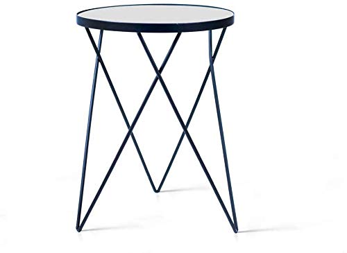Weston Crafts Black Metal Wooden Side Table, Small Round Coffee end Bedside Table Nightstand for Living Room, Kitchen, Bedroom, Office, 35.5x47.5 cm