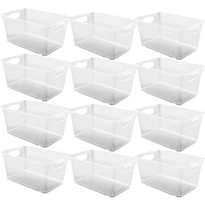5.8 Quart Clear V-Basket with Handles by Simply Tidy - Organize Books, Toys, Arts & Crafts - Bulk 12 Pack
