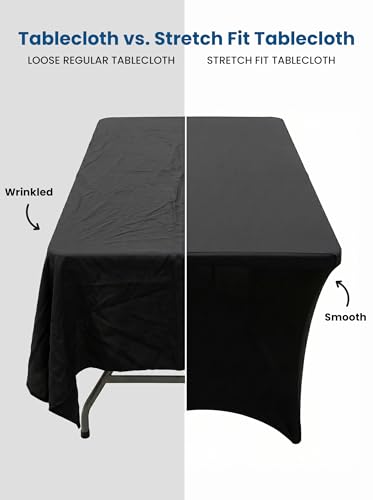 Miniatura 6 de Utopia Kitchen 2 Paquet De Manteles Rectangulares De Poliéster 6 Pies - 183 Cm Elásticos De Spandex, Cubre Mesas Para Bodas, Bares, Artesanías, Exposiciones Negro