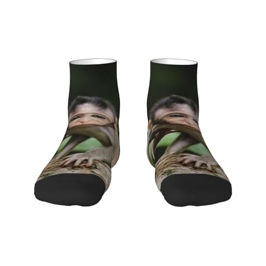 EdWal Cute Little Monkeys print Men's Moisture Control Crew Socks Socks For Men and Women Gifts For Golf, Hunting, Camping, 2 Black-2, One Size