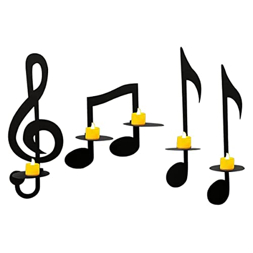 LANMOU Bougeoirs Muraux en Métal Notes de Musique Bougeoir Mural Applique Murale Décoration D'intérieur Candélabre, Art Vintage Note de Musique pour Mariage, Dîner, Fête, 4 Pièces