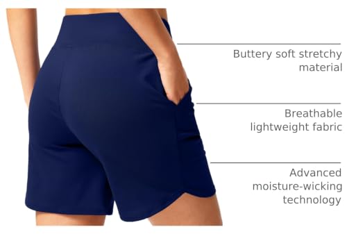Image of G Gradual Women's Athletic Shorts 6 inch High Waisted Stretchy Bermuda Shorts for Women Quick Dry Summer Casual Shorts