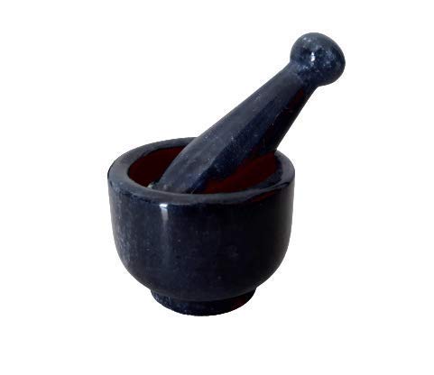 Rathore HandicraftsMajestic Black Mortar and Pestle Set/Kharal/Idi Kallu/Khal Musal/Imam Dasta/Okhli Musal/Khalbatta Grinding Spices and Medicines, Black (4IN)