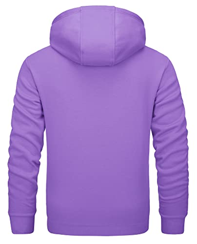 Tacvasen Men's Fleece Hooded Sweatshirt Fashion Gym Pullover With Pocket Light Purple, M #TOP2