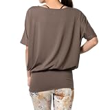 [machikaada] ヨガウェア トップス レディース Tシャツ ドルマンスリーブ ロング丈 027 丈長 ヨガ ウェア ジム フィットネスウェア かわいい おしゃれ 長め 5分袖 体型カバー (L, 8ココアブラウン)