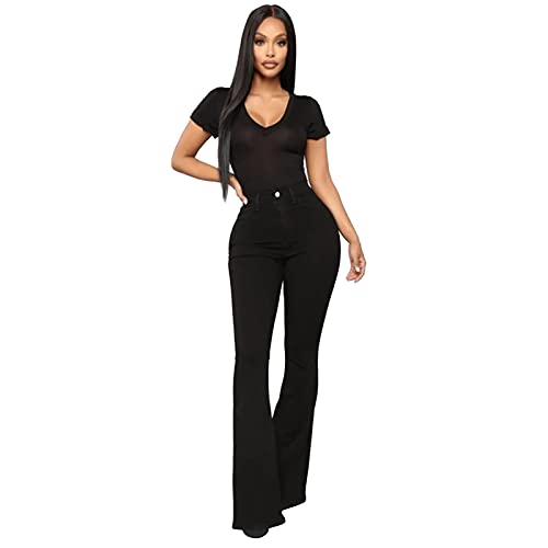 Jean Crush pour femme : pantalon large évasé noir taille S avec poche