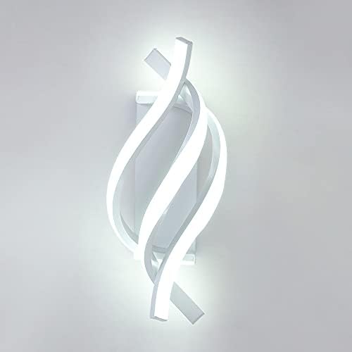 Led Wall Lights Indoor 22W, White Modern Simple Creatively Led Spiral Wall Light, Acrylic Wall Sconce Light, 6000K Cool White Wall Lamps for Bedroom Living Room Corridor Hallway