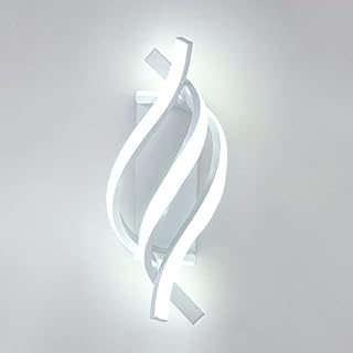 Led Wall Lights Indoor 22W, White Modern Simple Creatively Led Spiral Wall Light, Acrylic Wall Sconce Light, 6000K Cool White Wall Lamps for Bedroom Living Room Corridor Hallway