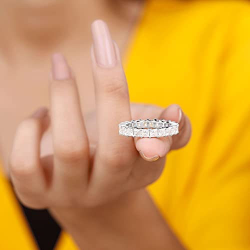 Certified Princess Cut Moissanite Eternity Wedding Band, D-Vs1 Quality, Anniversary Ring - With Ready To Gift Jewelry Box4