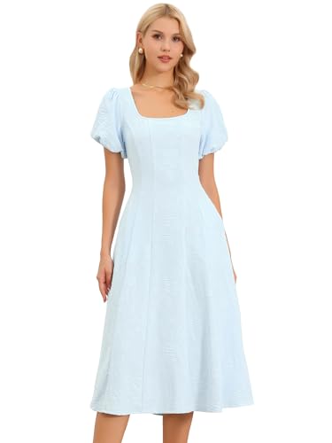 Robe midi d'été pour femme à manches bouffantes pour une garden party