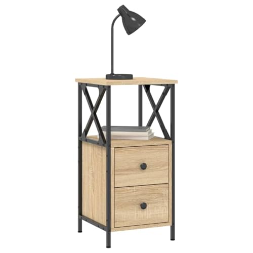 Table d'appoint haute avec étagères bois et métal style industriel - 8