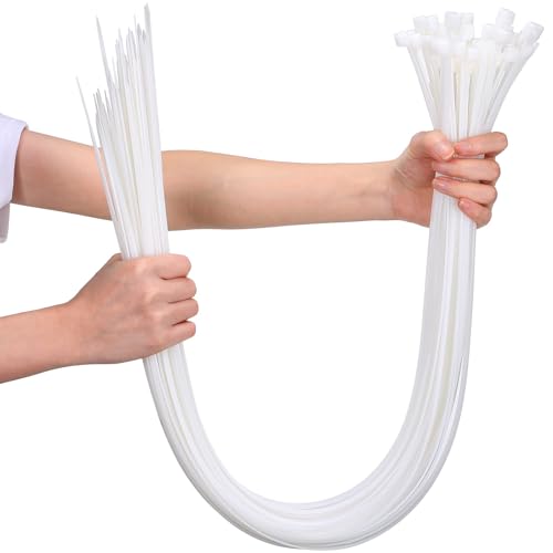 Lot de 50 attaches autobloquantes robustes de 61 cm pour attacher des clôtures, des auvents, des branches, des cultures, des tuyaux d'eau fixes