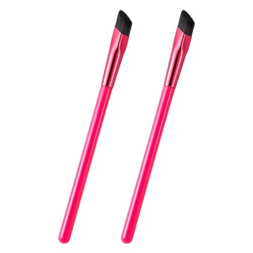 Lot de 2 pinceaux à sourcils carrés biseautés en fibre synthétique à poils souples Outil de maquillage multifonction pour contouring et mélange précis Pinceau à sourcils biseauté professionnel