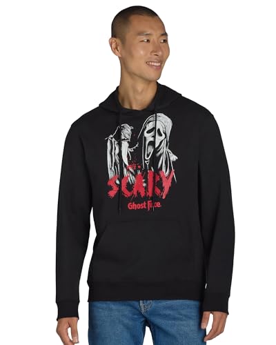 Seven Times Six Ghost Face Hoodie Mens Scary Blood Splatter Horror Movie Hooded Sweatshirt (Large) Black