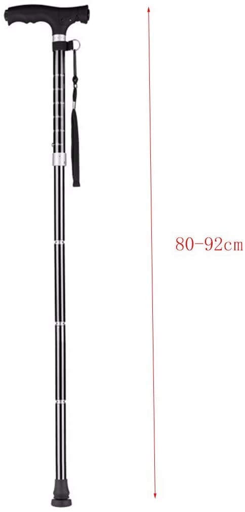 Muletas telescópicas antideslizantes Muleta Bastón de aluminio plegable telescópico con bastón de luz LED Bastón antideslizante portátil ultraligero, adecuado para escaladores y ancianos muleta-11.19