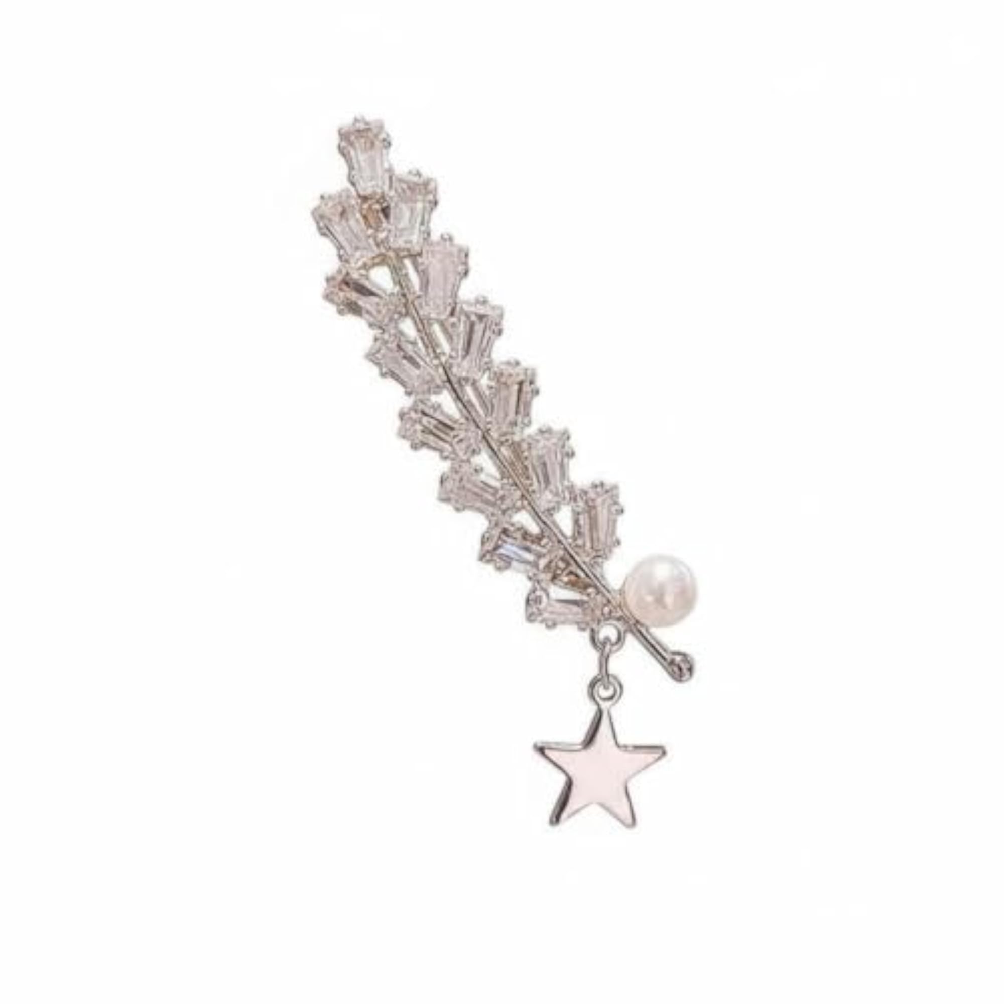 Rhinestone Luminous Crystal Suit Pin, Pentagram Star Brooch