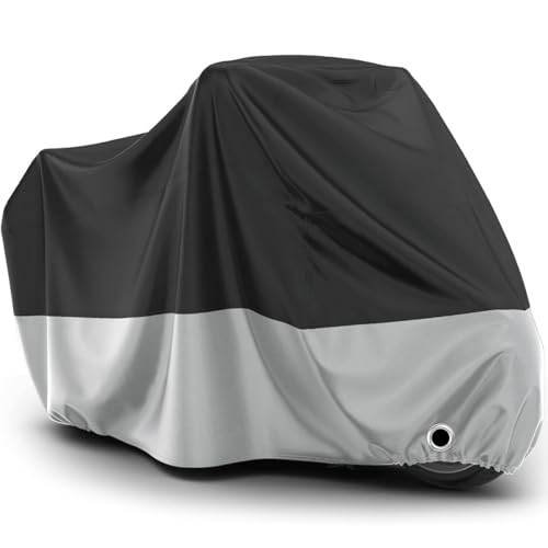 【Materiale Durevole】La copertura per moto è realizzata in materiale di alta qualità, impermeabile e resistente all'usura; ha una buona resistenza al calore, all'umidità e allo strappo. Aiuta a proteggere la vernice della tua moto da pioggia, calore, polvere, sole, graffi e così via.