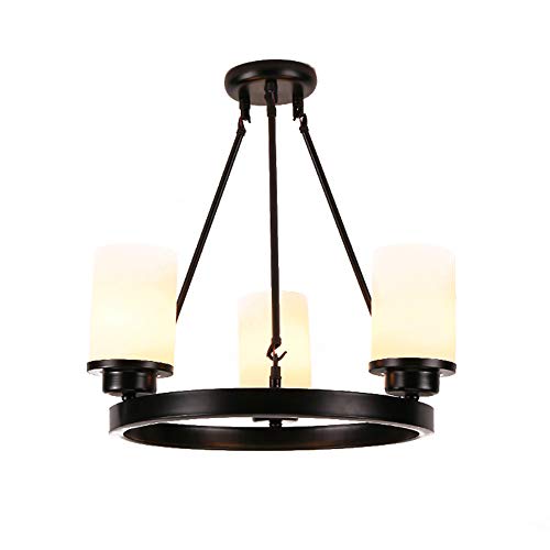 Suspension luminaire rustique noire style industriel pour salon et cuisine