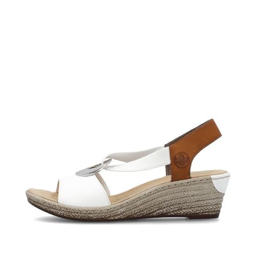 Image of Rieker 624H6 Fanni Women's Wedge Sandals - Lightweight, Comfortable and Supportive - Slip On Sandals with Cushioned Insole and High Wedge for Everyday Stylish Wear