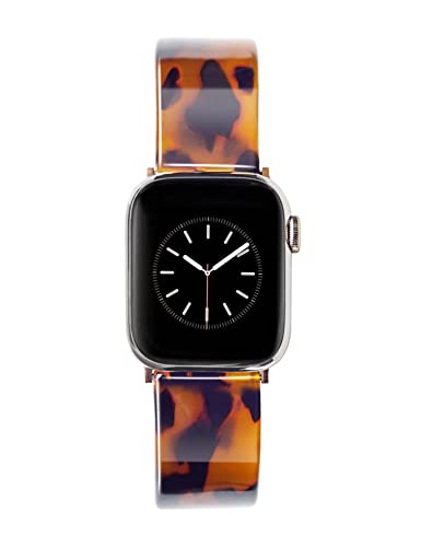 Luroza Cute Resin Watch Band Compatible With Apple Watch Band 38Mm 40Mm 41Mm 42Mm 44Mm 45Mm 49Mm Tortoise Shell Watch Band Bracelet With Adjustable Links Stainless Steel Buckle For Caramel Pink Iwatch Band Series Se Series 8 7 Ultra 6 5 4 3 2 1 For Women #TOP16