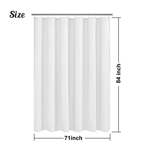 Mrs Awesome Embossed Microfiber Fabric Extra Long Shower Curtain Liner 84 Inches Length, Soft & Lightweight, Washable And Water Repellent, White #TOP6