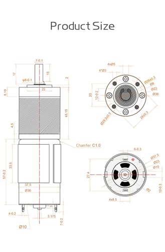 Motor de engranaje CC reversible de 24V con alto torque para control preciso 3