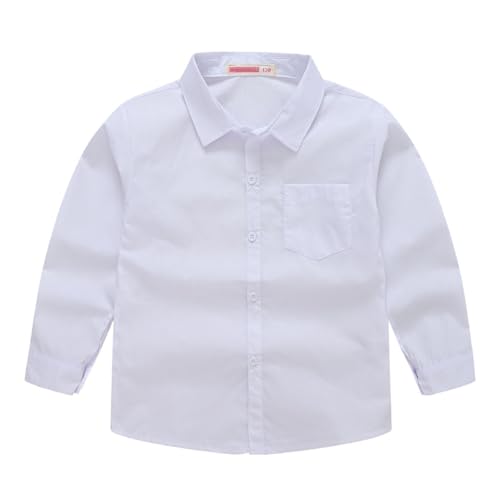 Kids Boys Button Front Collar Shirts Long Sleeve Thin Lightweight Plain Coats Formal Uniform Tops Clothes with Pockets