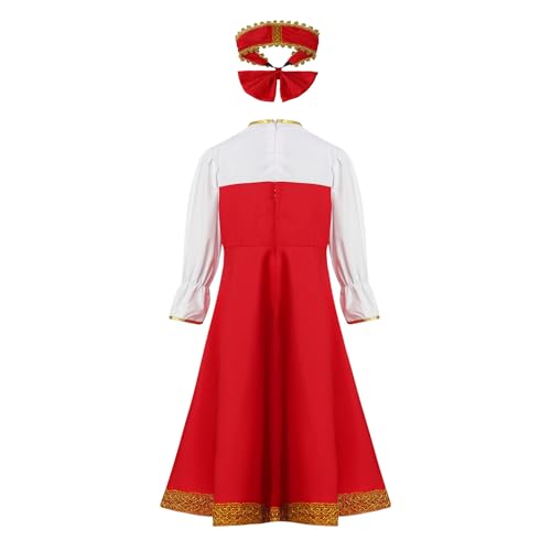 Kids Girls Russian Traditional Outfit Princess Party Golden Embroidery Tutu Dress Folk Clothing2