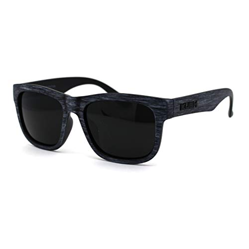 Image of Kush Mens Brushed Wood Grain Sport Horn Rim Black Lens Sunglasses
