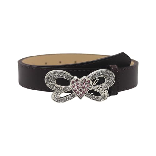 Shinning Rhinestone Waist Belts With Heart&Butterfly Buckle For Rock Fan Adjust Belt For Teens Female Jeans Skirt