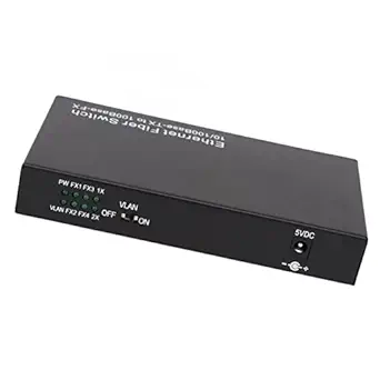 Ethernet Switch, LED Indicator 25km Extension 6 Ports Tx1310nm Fiber Media Converter for Network (EU Plug)