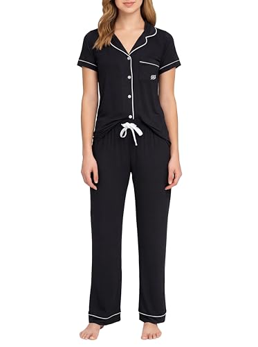 BORN Soft Button Up Pajamas for Women, Knit Button Down...