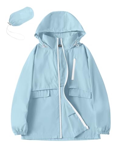 Catálogo de Impermeable Azul - los preferidos. 47 Avoogue - chamarra impermeable para mujer, con capucha, ligera, impermeable, bolsillos con cierre, cortavientos, Azul, M