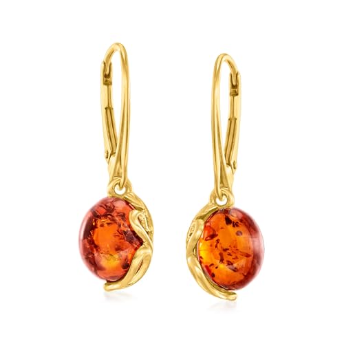 Ross-Simons Round Amber Drop Earrings in...