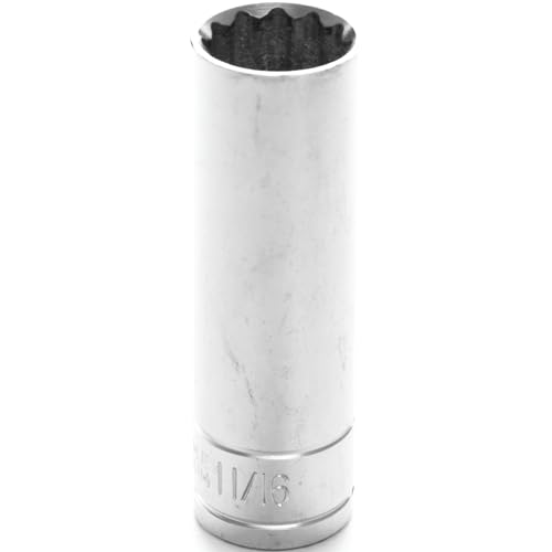 Image of Performance Tool W32622 1 /2 in. Drive 11 /16 in. 12-Point Deep Socket | Chrome vanadium steel resists corrosion. Recessed edges reduce fastener rounding. Large size stamping