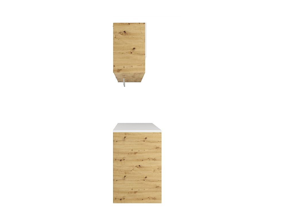 Vente-unique - Meubles de buanderie pour Machine à Laver avec Plan de Travail - L182 cm - Blanc et Naturel Clair - NATAJI