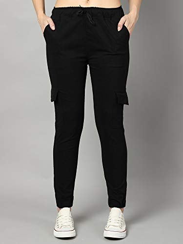Image of dockstreet Girls /Women Cargo Joggers in Pure Thick Hosiery Soft Cottonfor a Relaxed Feel /Multipurpose in Their use for Athletic, Casual, Everyday wear and Suitable for All Seasons