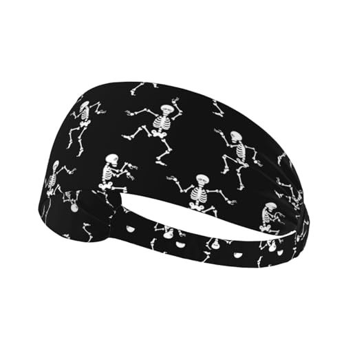 Tuaakeo Dancing Skeleton Headbands Outfit Accessories For Women Men Fashion Sweatbands Athletic Elastic Hairband For Hiking Cycling Running Fitness Yoga Football Exercise Accessory Gift