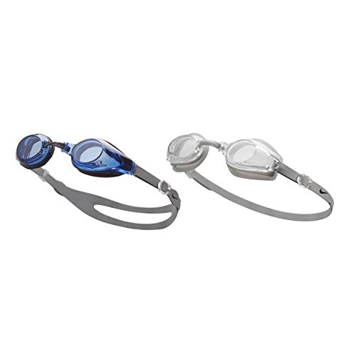 Nike Men's Hydroblast/Progressor 2-Pack Swim Goggles, Clear/Blue, One Size #TOP3