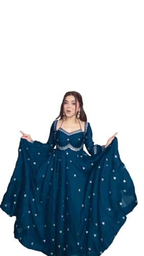 Image of Beautiful Embroidered Anarkali Gown for Women ||Festive Outfit with Intricate Detailing