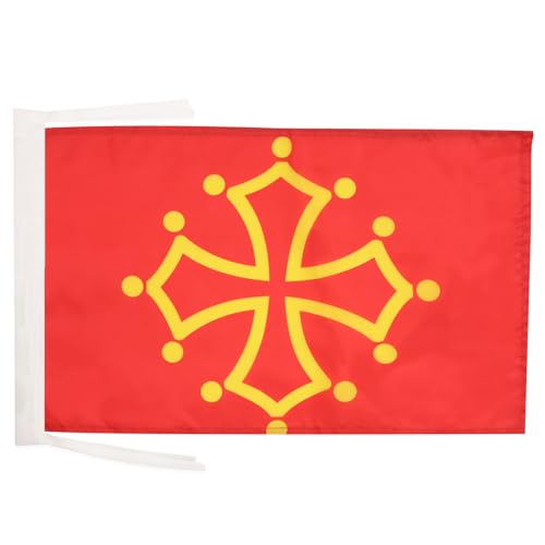 AZ FLAG Bandiera Midi-Pirenei – Occitania 45x30 cm - Bandierina Midi-Pyrénées - Occitanie In Francia 30 x 45 cm Cordicelle