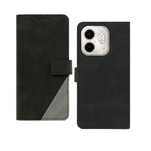 Image of amazon basics Infinix Smart 9 HD Flip Cover | Card Pockets Wallet & Stand | Flip Cover for Infinix Smart 9 HD (Black with Grey)